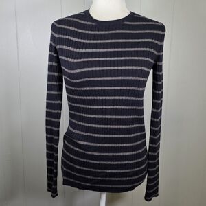 Vince Striped Cashmere Blend Crewneck Sweater Size M